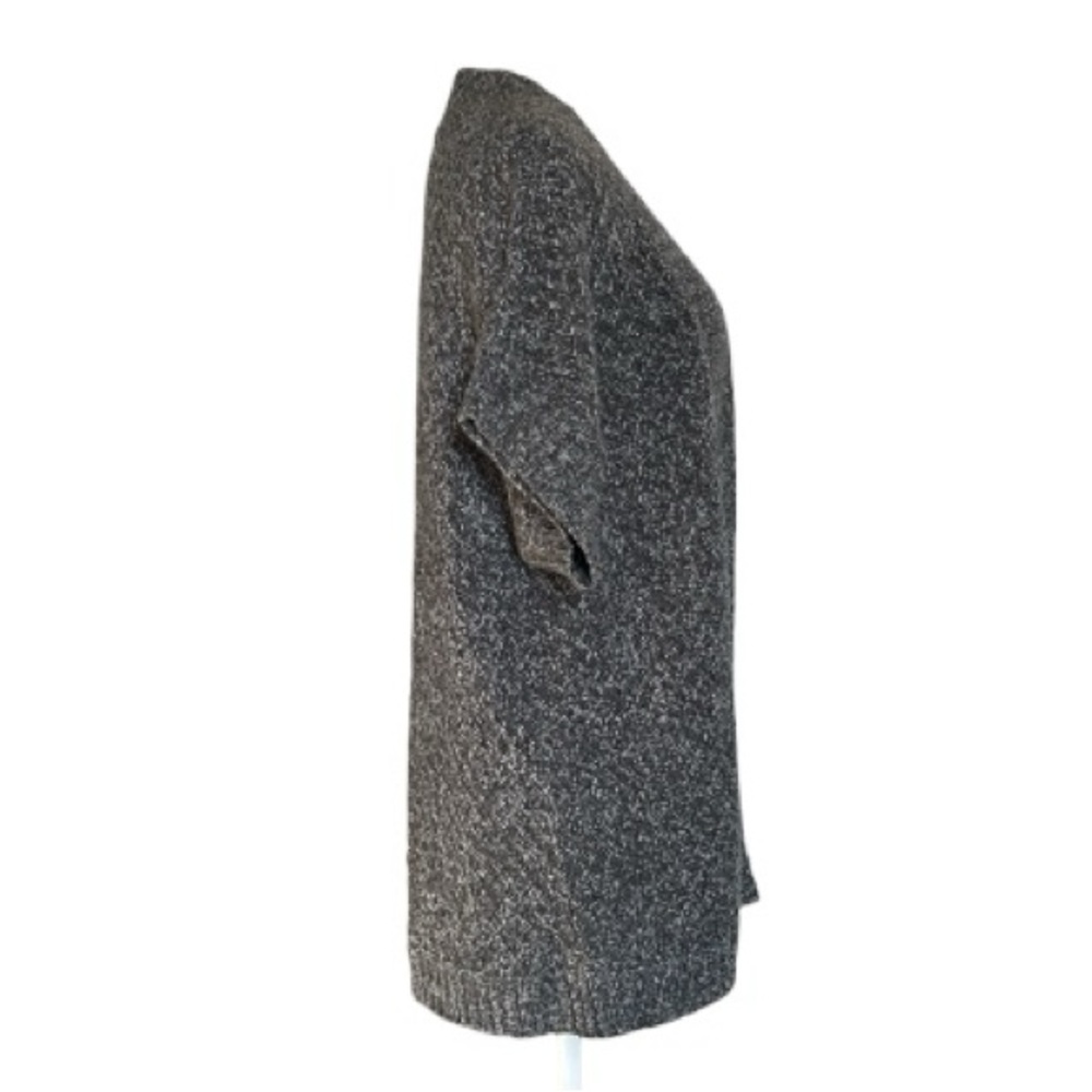 St John's Bay short sleeve open front cardigan sweater marled dark gray knit L - Picture 6 of 12